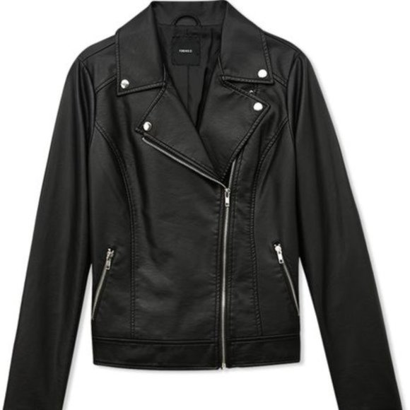 Forever21 Favorite Moto Jacket Black Faux Leather WOMENS 1X - Picture 1 of 1